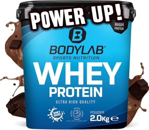 Bodylab24 Whey Protein Powder Chocolate doble 2kg, polvo rico en proteína para músculos más fuertes, la proteína de suero puede promover la construcción de músculo, con 80% de proteína, sin aspartamo