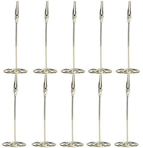 Lazmin112 10 Uds Clips de Tarjetas de Mesa de Metal Clip de número de Mesa Dorado Soporte de Foto Soporte de exhibición de Fotos Clips de Notas Cables de Metal Clip de Notas