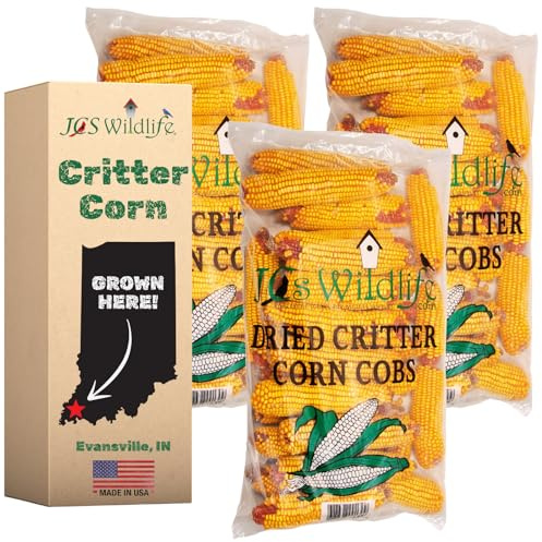 JCs Wildlife Dried Corn on the Cob for Wildlife, Natural Feed for Squirrels, Deer, Raccoons, Rabbits, Ducks, Geese & Backyard Critters, Breathable Packaging, 14 lb Bags (3 Packs)