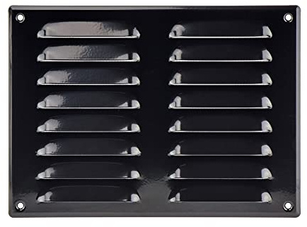 Negro 260x190 mm Rejilla de Ventilacion con Mosquitera, Metalica