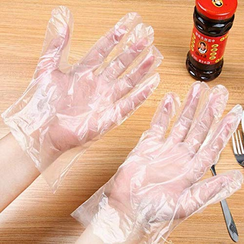 EliteKoopers 100Pcs Plastic Clear Disposable Gloves For Food Cleaning Catering Beauty
