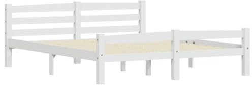 vidaXL Kiefernholz Massiv Bettgestell Holzbett Futonbett Bett Doppelbett Massivholzbett Bettrahmen Lattenrost Schlafzimmerbett Weiß 160x200cm
