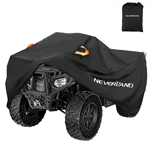 NEVERLAND Housse imperméable et robuste pour 4 roues et quads, toutes saisons, résistante aux intempéries et avec protection UV pour Polaris, Yamaha, Suzuki et Honda (noir, XXL) | Housse de protection imperméable et résistante pour quad Polaris Yamaha Suzuki Honda Noir