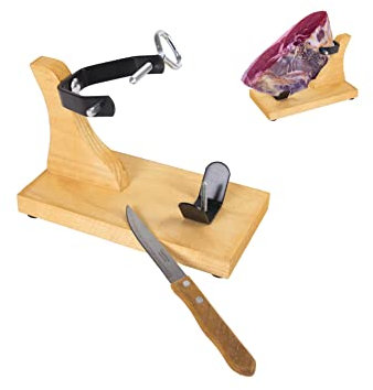 Moonlight JAMONERO Planche Support Mini pour Centres de Jambon Serrano et Ibérique Désossé + Couteau Cadeau-Mini Jamonero + Couteau-Table de coupe jamon.