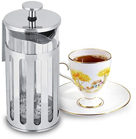 Restokki Cafetera, Filtro de Prensa Francesa de Vidrio de Acero Inoxidable, cafetera de Prensa Francesa, cafetera y Tetera para el hogar(350ML)