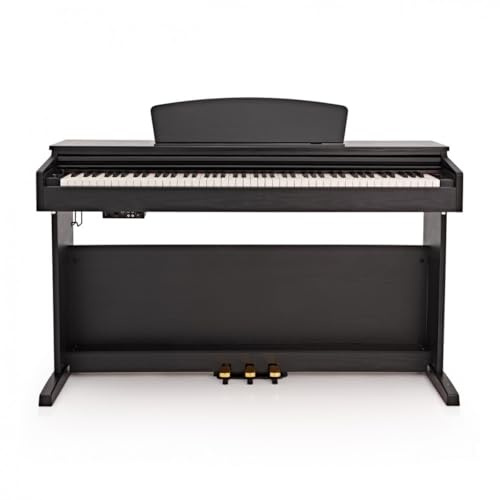 Gear4music DP10X Digital Piano mit Ständer 88 gewichtete Tasten schwarz | 88 Gewichtete Anschlagempfindliche Tasten, Reicher Stereoklang mit Hall, 2-Spur-Aufnahme, Volle Pedalsteuerung, Schwarz