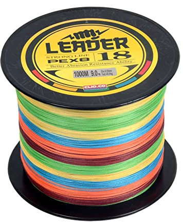 L SERVER Angelschnur Geflochten 1000m 8-Fach Geflochtene Angelschnur PE Bissfeste Angelschnur Ködern Angelschnur, Bunt, 2.0 (0.23mm/15.4kg)