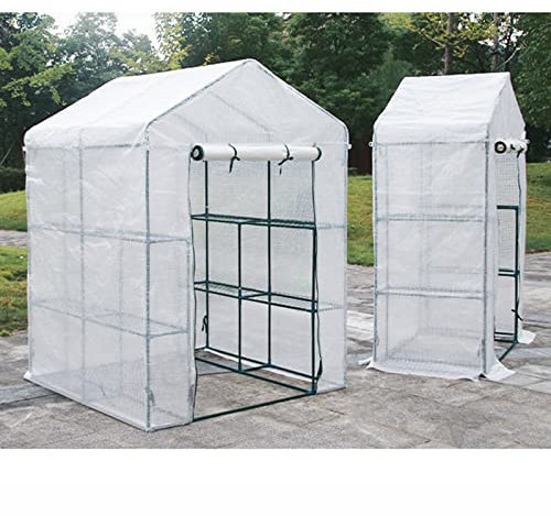 Invernadero Túnel de Jardín Casero，Invernadero de Paso，Puerta Enrollable Cubierta PE,Abertura Fácil Ventilación Óptima，para Plantas Flores Tomates y Verduras ( Tamaño : Double grid 143x143x195cm )