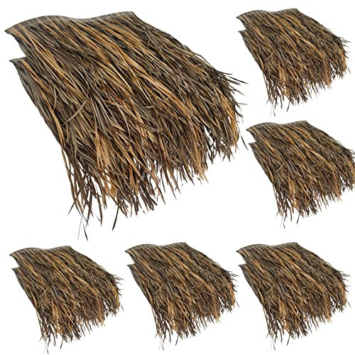 Simulation Thatch Tile Roof Bar Accessories Artificial Palm Straw Thatch Tile,Fireproof Safer Serve You For 15 Years,Tiki Bar Garden Patio Deck Wall House Decoration(Size:24pcs,Color:Fireproof Palm)