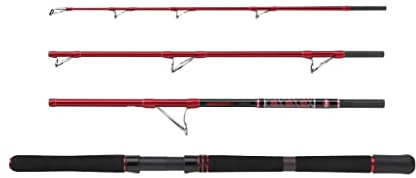 Penn Squadron III Reisebootrute, Spinnruten für Salzwasserangeln, High Modulus 24T Carbon Rohlinge, salzwasserfeste Komponenten, ideal für Dorsch, Pollack, Heilbutt und mehr, Rot