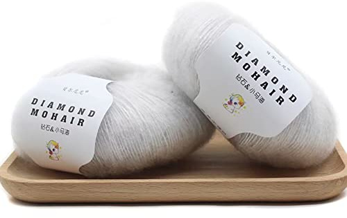 BYNYXI 2 Rollen Strickgarn Wolle, 25g 2 Lagige Flauschige Mohairwolle zum stricken Garne weiches dünnes Garn Einfarbige Stränge Basteln Gewebte DIY Häkelgarn Mohair Seide Wolle zum Häkeln Stricken