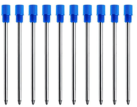 10 x austauschbare Kugelschreiberminen, 0,7 mm blaue Tinte, Rundspitze, glattes Schreiben, Kugelschreiber-Ersatzminen für Schule und Bürobedarf