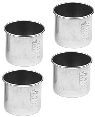 Healeved 4 Bicchieri Per Medicina in Acciaio Inossidabile 304 Da 40 Ml, Misurino Graduato Anticalore, Tazze Per Pillole Multifunzione Per Uso Domestico e Laboratorio, Set Da 4 Pezzi