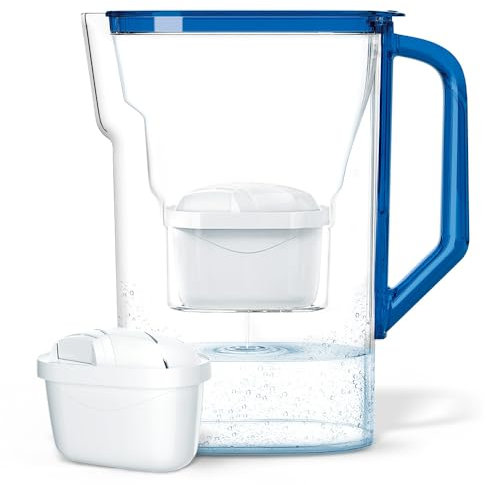 Wessper Carafe Filtrante pour Eau 2.7L, Filtre Remplacement de Dafi Unimax Aquaphor A5 BRITA Maxtra+ PHILIPS AWP212/10, Réduction du Calcaire, Chlore | Carafe Filtrante + Filtre à Eau AQUAMAX, Bleu