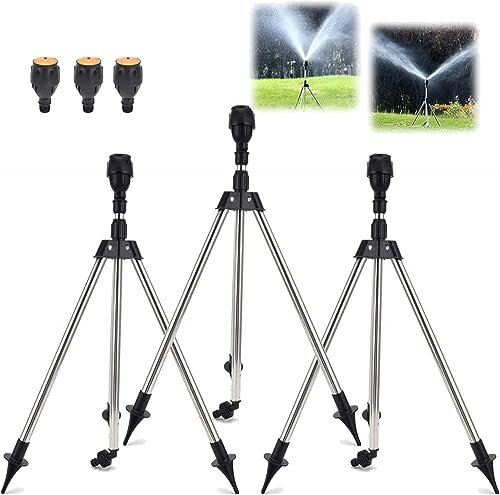 Rotating Tripod Sprinkler,Rasensprenger Große Flächen, Sprinkler Mit 360-Grad-Drehung, Teleskop Stativregner, Teleskopstativsprinkler Für Garten, Rasen, Pflanzen-3pcs