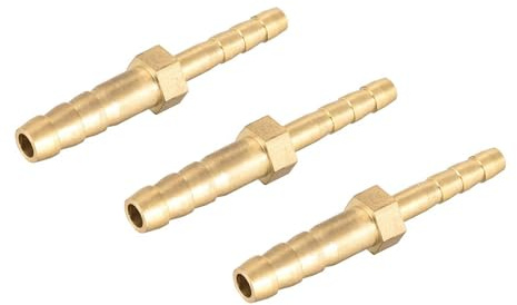 TA-VIGOR 3 reductores rectos de latón con púas, de 6 mm a 4 mm, conector recto para agua, gas, aceite, barco, tubería de aire