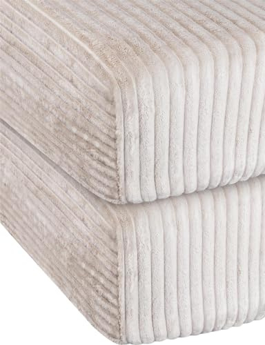 2er Set Spannbettlaken aus Streifen-Flanell in verschiedenen Größen für hohe Matratzen | 90-100 cm x 200 cm bis 200 cm x 200 cm Farbe Taupe Größe 140 cm × 200 cm