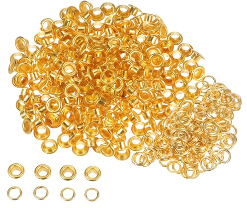 QUARKZMAN Ojales Metálicos de 5 mm (1/5) con Arandelas Dorado Kit de 300 | para Zapatos Ropa Cinturones Etiquetas Bolsas Tela Cuero Proyectos de Bricolaje