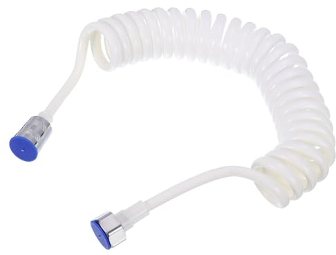 sourcing map Flexibler Brauseschlauch mit Federn, 3 m, flexibler Teleskop-Brauseschlauch mit Kupfer-Schnittstellenmutter für WC-Wasserhahn, Weiß