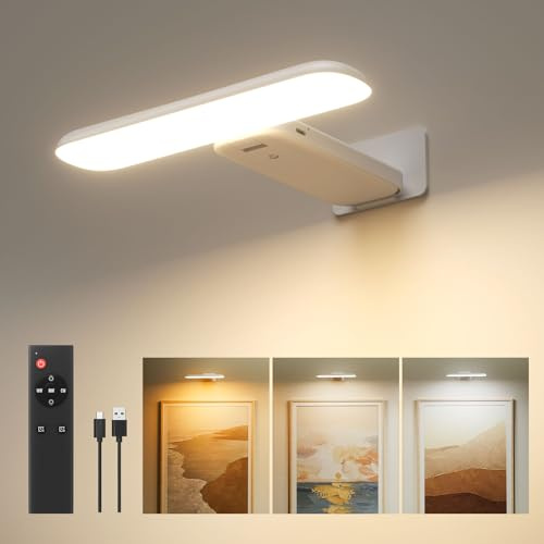 FULEN Battery Operated Picture Lights, Cordless Dart Board Lights, LED Wall Sconces for Pictures, Frames & Mirrors, 3 Color Temperatures, Remote Control