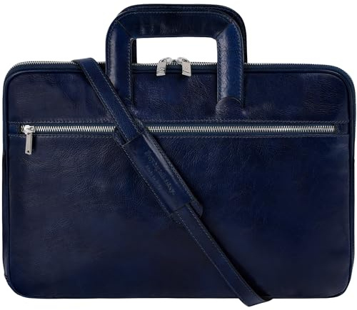 Time Resistance Schlanke Aktentasche aus Leder – Handgefertigte Italienische Computertasche aus Leder – Laptoptasche