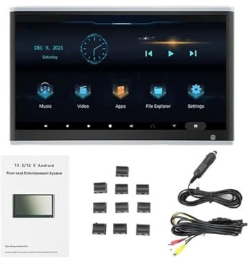 MZZYG Car DVD Player Headrest TV 4K Car Monitor 13.3 Inch Car Multimedia Video Player IPS Touch Screen Support WiFi Bluetooth HDMI In Out FM(13.3-3-32)