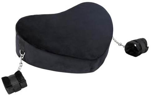 Soarvlorfy Sex Herz Keilkissen Sex Möbel Lendenkissen mit Handschellen Bondage Multifunktionales Sofa Bett Sex Kissen Erwachsenenspiel für Paare Erotik Extrem Fesseln Sexspielzeug,Schwarz