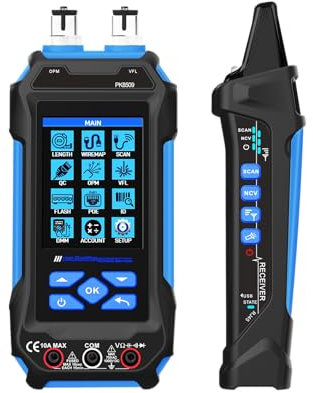 PUSILIN PK8509 - Comprobador de cable de red doble en uno con multímetro y detector de cables para POE Test NCV AC DC LCD Wire Tracke Network Tester Digital Cat5 Cat6 PoE