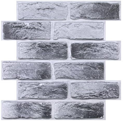Commomy Carta da Parati 3D Finto Mattone Autoadesiva, 10 Pezzi, 30 × 30 cm, Mattoni Adesivi Murali Parete 3D Impermeabile Decorazione di Pareti Interne PVC Rivestimento Murale