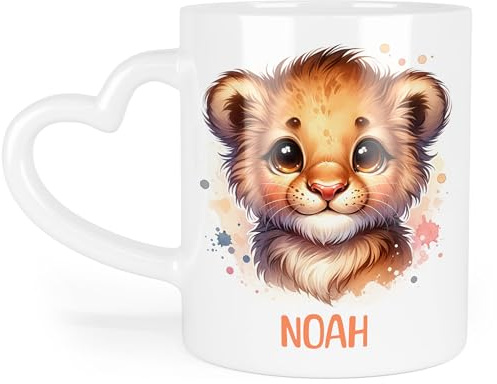 Kiddle-Design Kindertasse mit Namen Personalisiert, Personalisierte Tasse Kinder mit Waschbär, Namenstasse Waschbärtasse, Kinderbecher als Geschenk zur Taufe, Geburt Weihnachten - Emaille Tasse