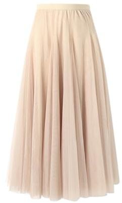 Jupe Maxi Femme Tutu Vêtements De Danse L'été Taille Haute Légère Et Respirante Vintage Daily Avec Doublure Bohême Adaptée À Des Vacances Plage Tour De Taille Elastique Mi-Longue (Beige #1, S)