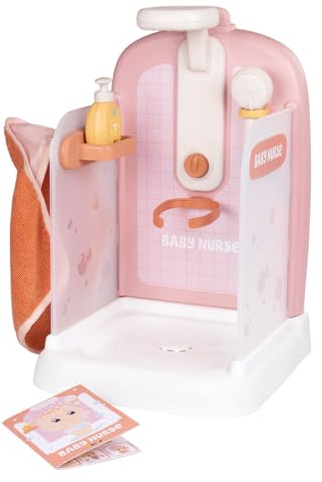 Smoby - Baby Nurse Doll Shower with Functional Shower Head & Accessories - For Dolls up to 42 cm (Doll Not Included) - Made from Recycled Material, for Children from 3 Years