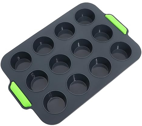JECOMPRIS Stampo per Muffin in Silicone 12 Cavità Stampo per Torte Piccolo Antiaderente Utensile per Dolci e Cupcake