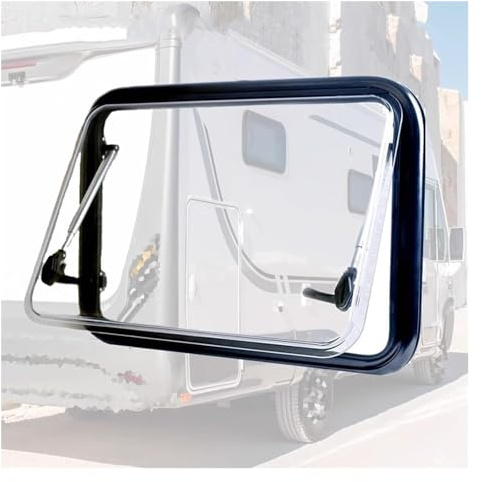 Campervan Window, Caravan Side Windows With Blackout Curtains, Folding Display Window For Cargo Trailer, Camper Travel, Cargo Van Truck(1100x450mm)