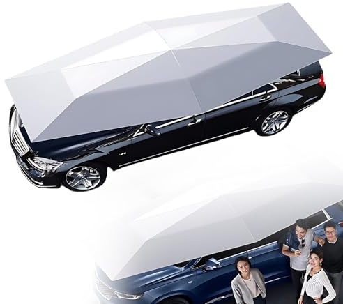 SHEUAO Waterproof Auto Folding Umbrella,Car Automatic Cover,Car Cover,Portable Remote Control Automatic Car Cover Tent,Car Tent,Protection Silvergray-5.2m/17ft