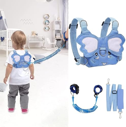 YTACREA Correa para niños 3 en 1, elefante antipérdida, correa para niños con muñeca de seguridad, arnés de correr para niños, correa infantil con candado de arnés, correa de seguridad para niños