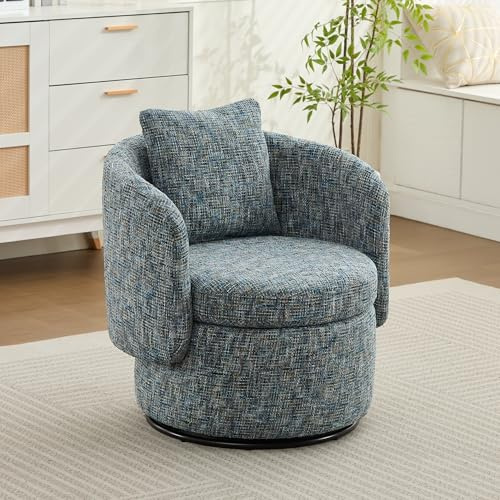 DEKKETO Chenille 360° Drehsessel mit Stauraum und großem Kissen | Stauraum unter dem Sitz, Gewölbte Rückenlehne, Geräumige Sitzfläche, Einfacher Aufbau, Armlehnensessel für Wohnzimmer