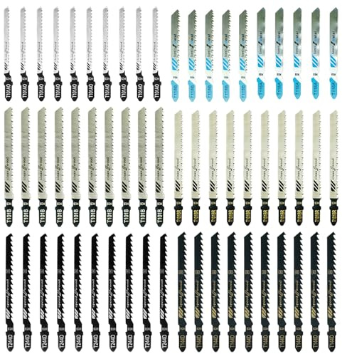 60tlg Stichsägeblätter Set, 7 Modelle Professional Stichsägeblätter Set, StichsäGeblätters Metall mit Kunststoffbox，SäGebläTter StichsäGe，Geeignet zum Schneiden von Metall, Holz und Kunststoff