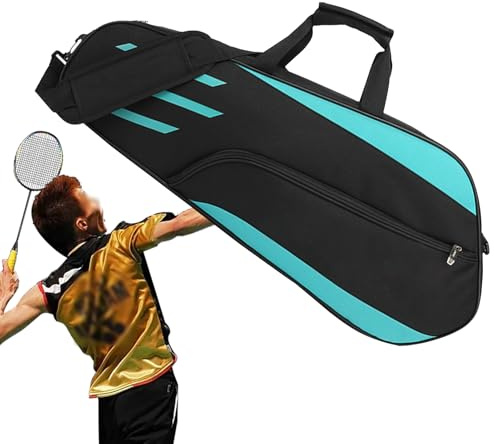 Badmintonracketväska – axelväska för tennis, vattentät racketpaket | utomhussportutrustning med stor ficka för vuxna ungdomar män kvinnor, lätt träningsförvaring, reseskydd