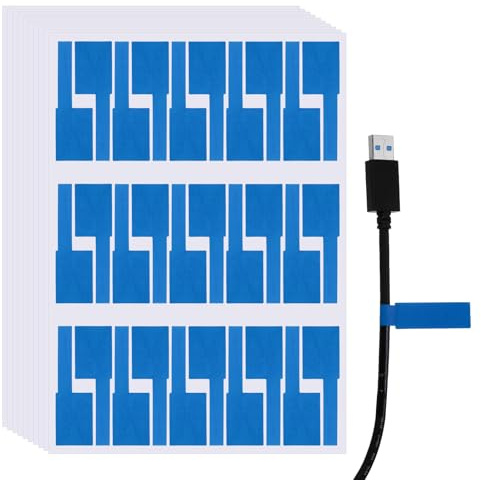 QUARKZMAN 300 Pcs Etiquetas Impermeables Para Cables Azul | Etiquetas Organizadoras Para Cables Para Organizador De Cables De Cargador, Marcadores De Cables, Etiquetas Para Cables