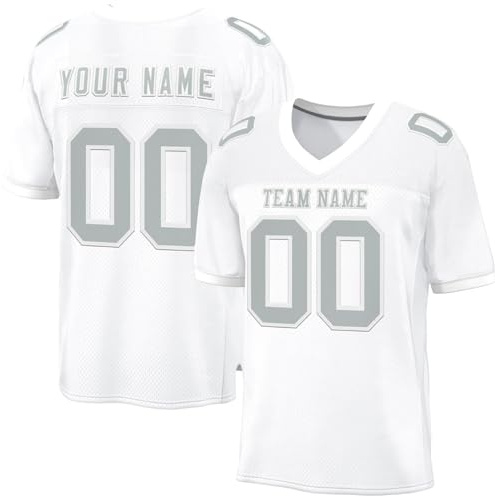 Custom T Shirt American Football Jerseys with Name and Number – Sports Jerseys for Men, Women and Children Football Team Shirt– Breathable and Quick-Drying White