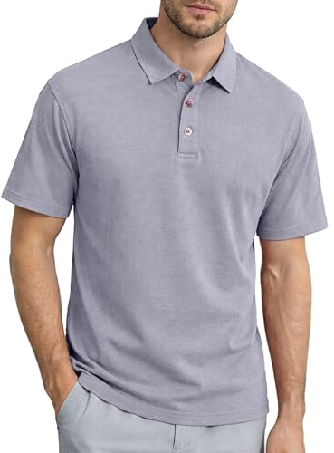 KUYIGO Men's Polo Shirts Short Sleeve Summer Casual Vintage Washed Golf Polo T-Shirt for Men Adult M-XXL