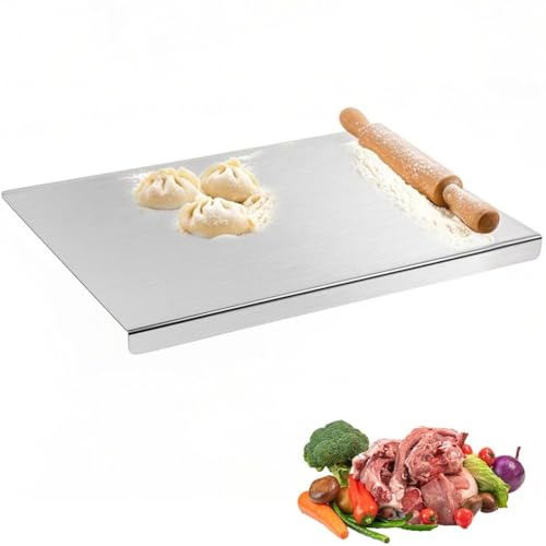 Tagliere in acciaio inox, 30 x 40 cm, tagliere pesante in acciaio inox, tagliere da cucina per cucinare, cuocere pane e impastare, per carne, verdure, per cucina e bar