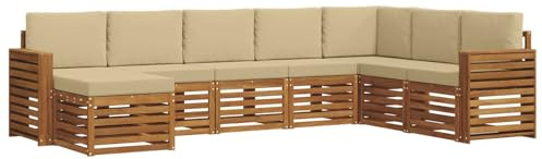 vidaXL Utomhussoffset 8 st Naturlig och Beige