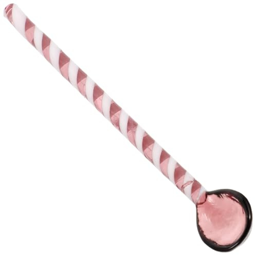 OUNONA Cuchara de Vidrio para Café y Leche, Cuchara Sopera Mango Largo, Multicolor Espiral, Cucharada para Desayuno y Postre, Utensilio Reutilizable para Hogar y Restauración