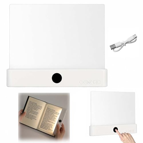 TNSLAND Lampada da Libro LED Intelligente, Lampada da Lettura Portatile Piatta, Luce Libro Piatta Ricaricabile USB, Luce per Libro con 3 Colori e Timer, per Leggere a Letto di Notte