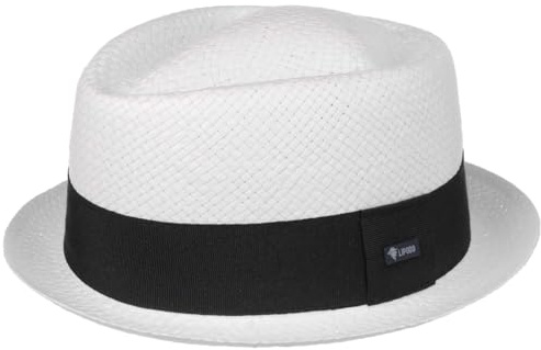 Lipodo Amatillo White Pork Pie Strohhut Diamond Eleganter Hut Made in Italy Unisex Frühjahr Sommer