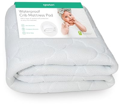 Newton Baby Waterproof Crib Mattress Pad | Ultra-Breathable Quilted Layer for Comfort & Universal Fitted Skirt for Secure Fit | Machine Washable | Crib Mattress Protector Pad Waterproof, 1 Pack