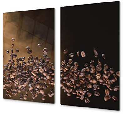 Couvre-plaques de cuisson en VERRE trempé – Protège-plan de travail et planche à pâtisserie – UNE PIÈCE (60x52 cm) ou DEUX PIÈCES (30x52 cm chacune) ; D05B Série Café