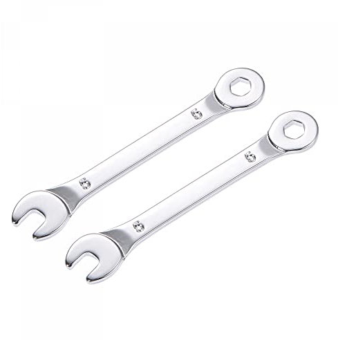 sourcing map 2Stk Dünn Ring Maulschlüssel mit Offset 6-Punkt Ende und Abgewinkelt Offen 5mm